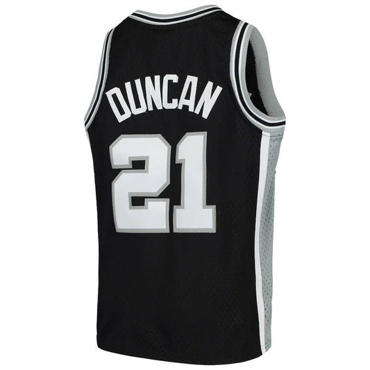 S.Antonio Spurs #21 Tim Duncan Mitchell & Ness  Swingman Throwback Jersey Black Stitched American Basketball Jersey - Main View