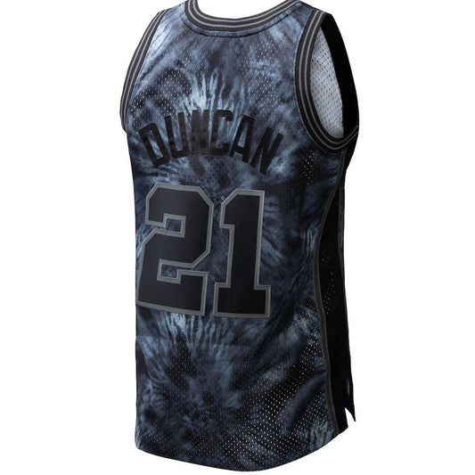 S.Antonio Spurs #21 Tim Duncan Mitchell & Ness Unisex Hardwood Classics 1998-99 Tie-Dye Swingman Jersey Black Stitched American Basketball Jersey - Main View