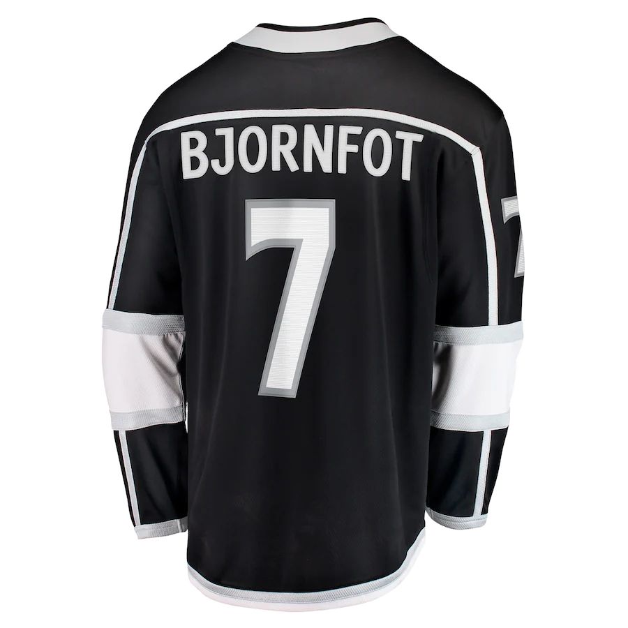 LA.Kings #7 Tobias Bjornfot Fanatics Branded Home Breakaway Player Jersey  Black Stitched American Hockey Jerseys - Main View
