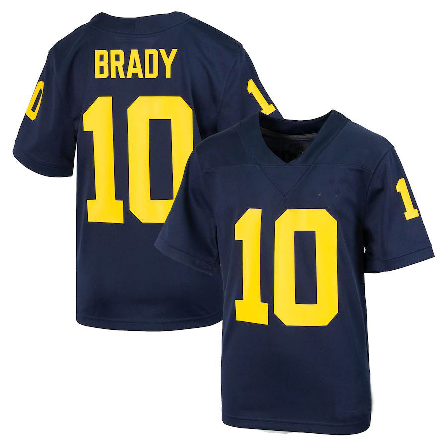 M.Wolverines #10 Tom Brady Jordan Brand Alumni Jersey Navy Stitched American College Jerseys - Main View