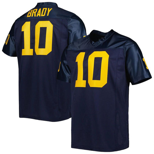 M.Wolverines #10 Tom Brady Original Retro Brand Authentic Throwback Commemorative Classics Football Jersey Navy Stitched American College Jerseys - Main View