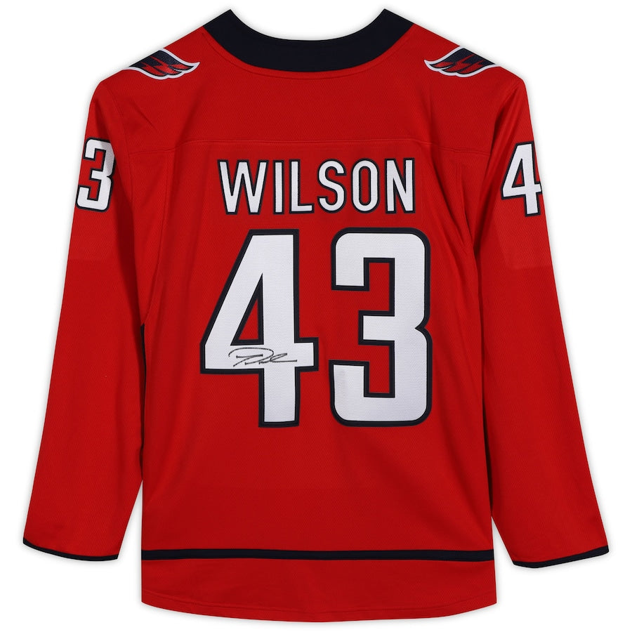 W.Capitals #43 Tom Wilson Fanatics Authentic Autographed Breakaway Jersey Red Stitched American Hockey Jerseys - Main View