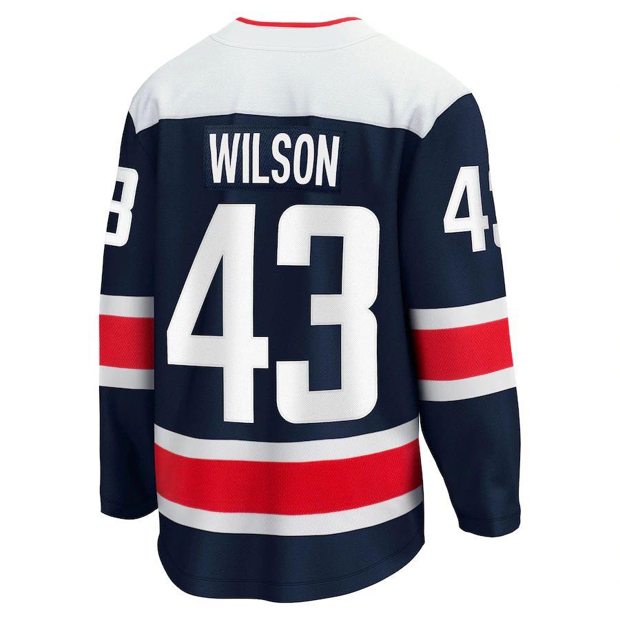 W.Capitals #43 Tom Wilson Fanatics Branded 2020-21 Alternate Premier Breakaway Player Jersey Navy Stitched American Hockey Jerseys - Main View
