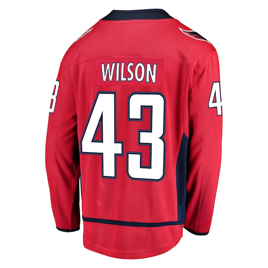W.Capitals #43 Tom Wilson Fanatics Branded Home Premier Breakaway Player Jersey Red Stitched American Hockey Jerseys - Main View