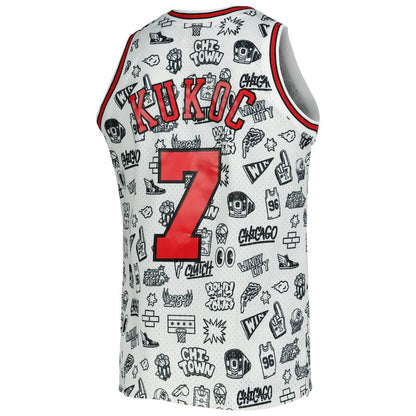 C.Bulls #7 Toni Kukoc Mitchell & Ness 1997-98 Hardwood Classics Doodle Swingman Jersey Stitched American Basketball Jersey - Main View