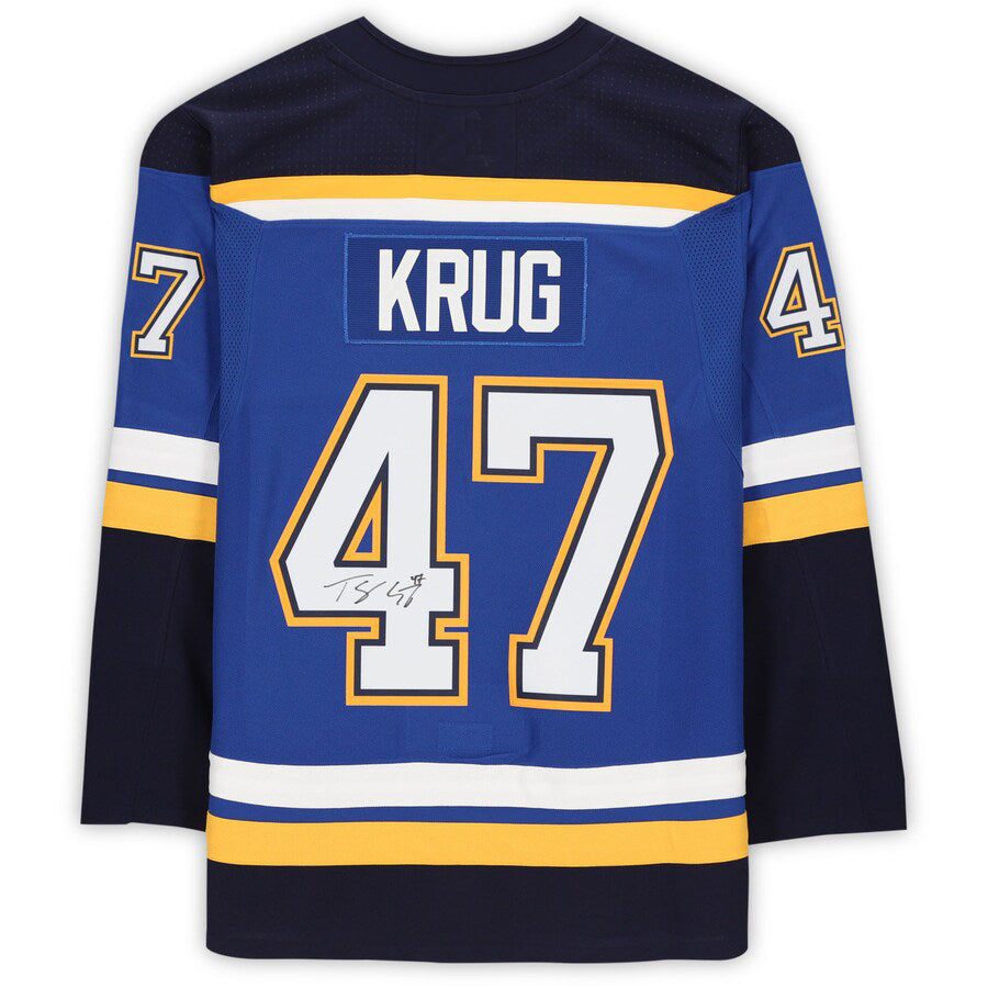 St.L.Blues #47 Torey Krug Fanatics Authentic Autographed Blue Stitched American Hockey Jerseys - Main View