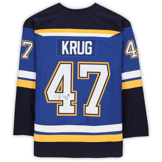 St.L.Blues #47 Torey Krug Fanatics Authentic Autographed Blue Stitched American Hockey Jerseys - Main View