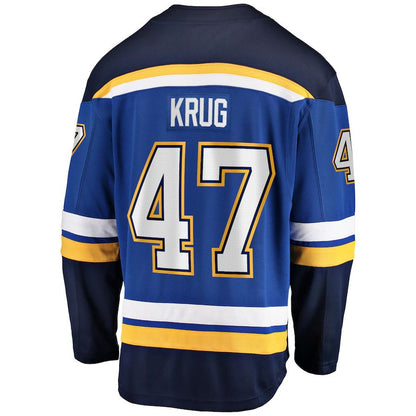St.L.Blues #47 Torey Krug Fanatics Branded Home Premier Breakaway Player Jersey Blue Stitched American Hockey Jerseys - Main View