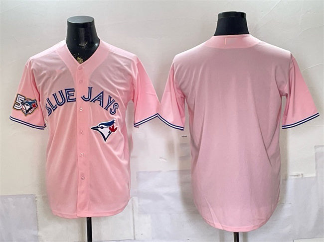 Toronto Blue Jays Blank Pink 50 Seasons Patch Stitched Baseball Jersey - Main View