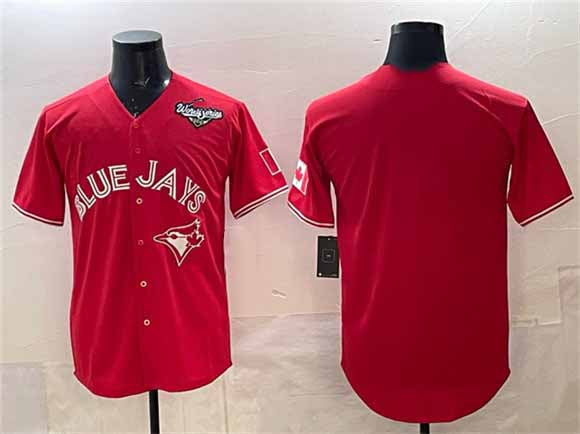 Toronto Blue Jays Blank Red 2025 World Series Home Cool Base Stitched Baseball Jersey - Main View