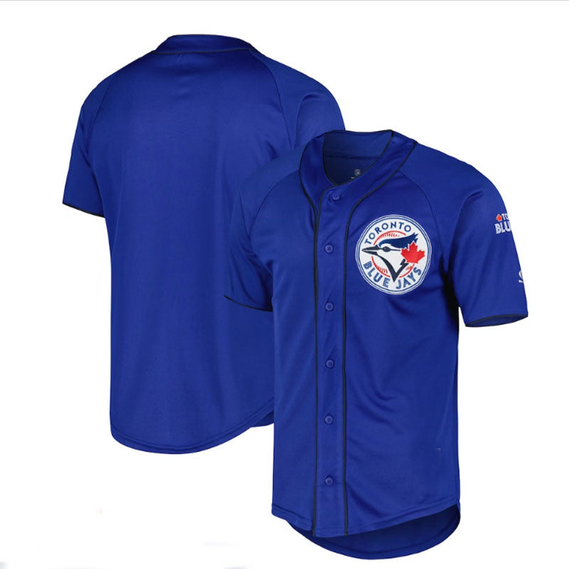 Toronto Blue Jays Button-Up Baseball Jersey - Royal Baseball Jerseys - Main View