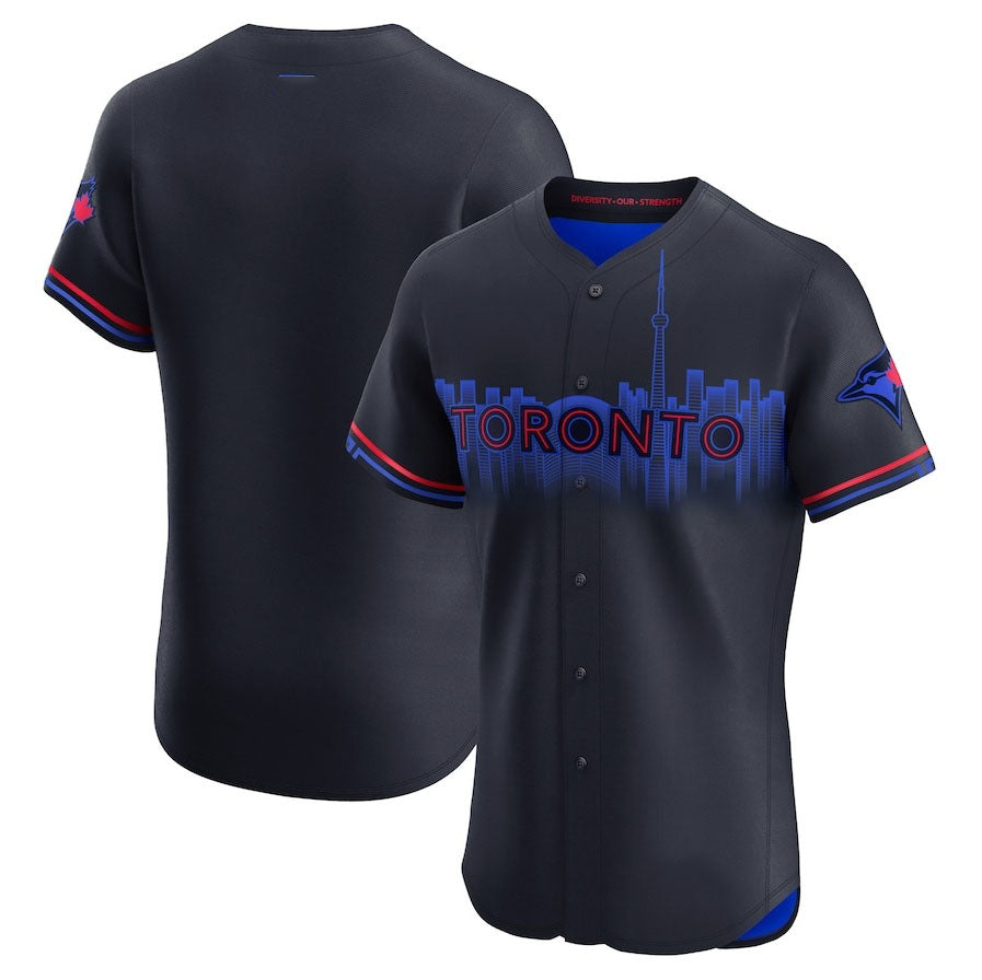 Toronto Blue Jays City Connect Elite Jersey - Navy Stitched Baseball Jersey - Main View