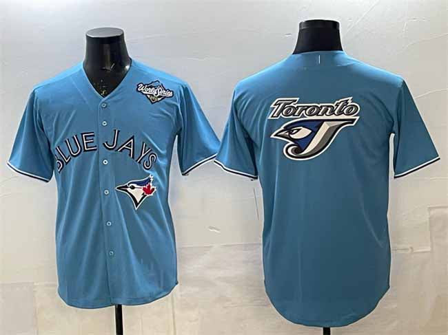 Toronto Blue Jays Team Big Logo Blue 2025 World Series Home Cool Base Stitched Baseball Jersey - Main View