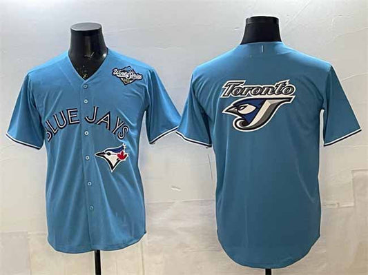 Toronto Blue Jays Team Big Logo Blue 2025 World Series Home Cool Base Stitched Baseball Jersey - Main View