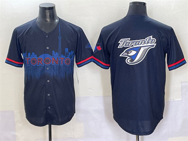 Toronto Blue Jays Team Big Logo Navy 2024 City Connect Limited Stitched Baseball Jersey - Main View