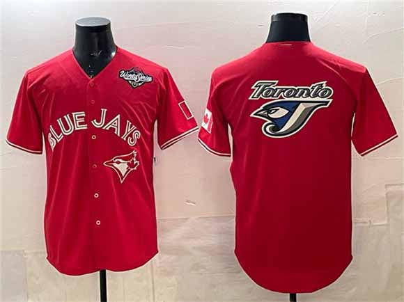 Toronto Blue Jays Team Big Logo Red 2025 World Series Home Cool Base Stitched Baseball Jersey - Main View
