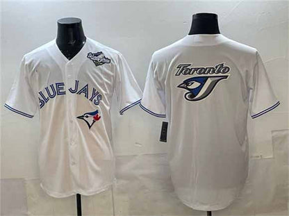 Toronto Blue Jays Team Big Logo White 2025 World Series Home Cool Base Stitched Baseball Jersey - Main View