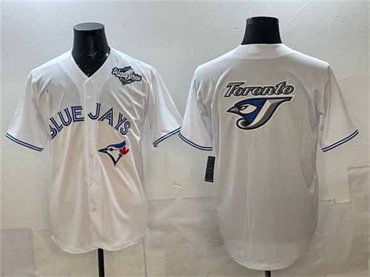 Toronto Blue Jays Team Big Logo White 2025 World Series Home Cool Base Stitched Baseball Jersey - Main View