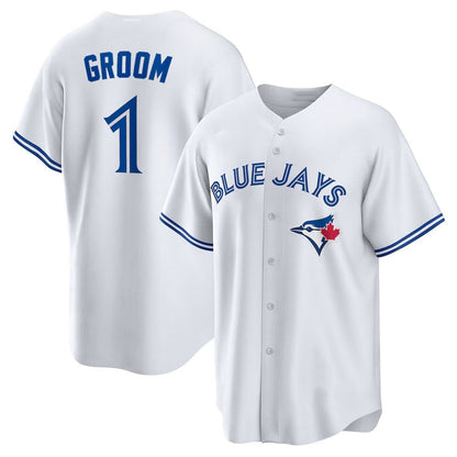 Toronto Blue Jays #1 Groom Home Replica Jersey - White Stitched Baseball Jersey - Main View