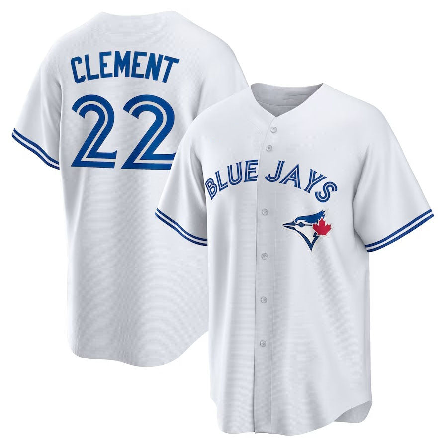 Toronto Blue Jays #22 Ernie Clement Home Replica Jersey - White Stitched Baseball Jersey - Main View