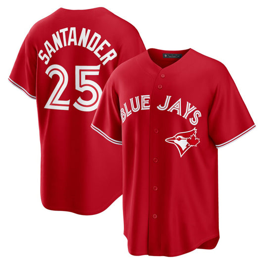 Toronto Blue Jays #25 Anthony Santander Red Canada Day Replica Stitched Baseball Jersey - Main View