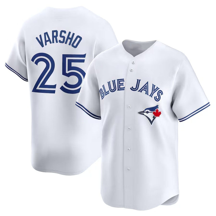 Toronto Blue Jays #25 Daulton Varsho Home Limited Player Jersey - White Stitched Baseball Jersey - Main View