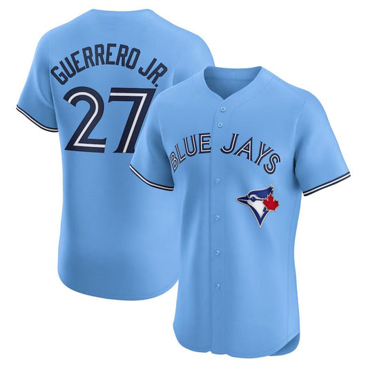 Toronto Blue Jays #27 Vladimir Guerrero Jr. Alternate Elite Player Jersey - Powder Blue Stitched Baseball Jersey - Main View