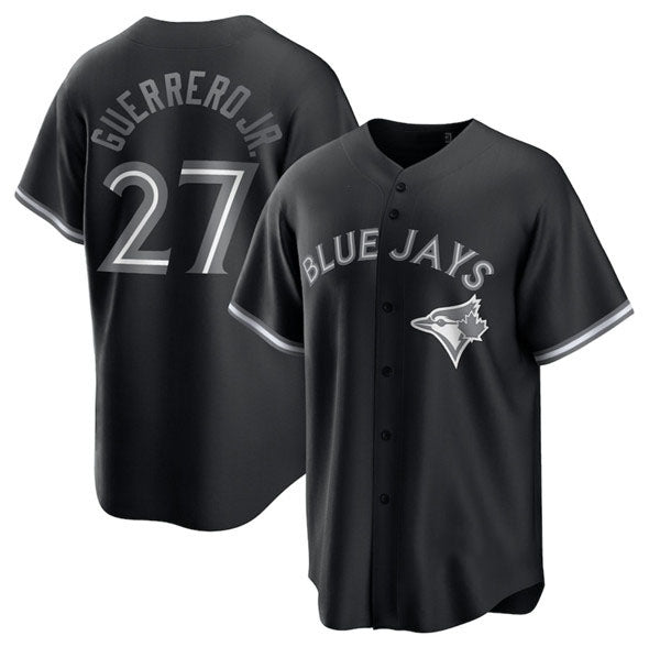 Toronto Blue Jays #27 Vladimir Guerrero Jr. Black Lights Out Limited Stitched Baseball Jersey - Main View