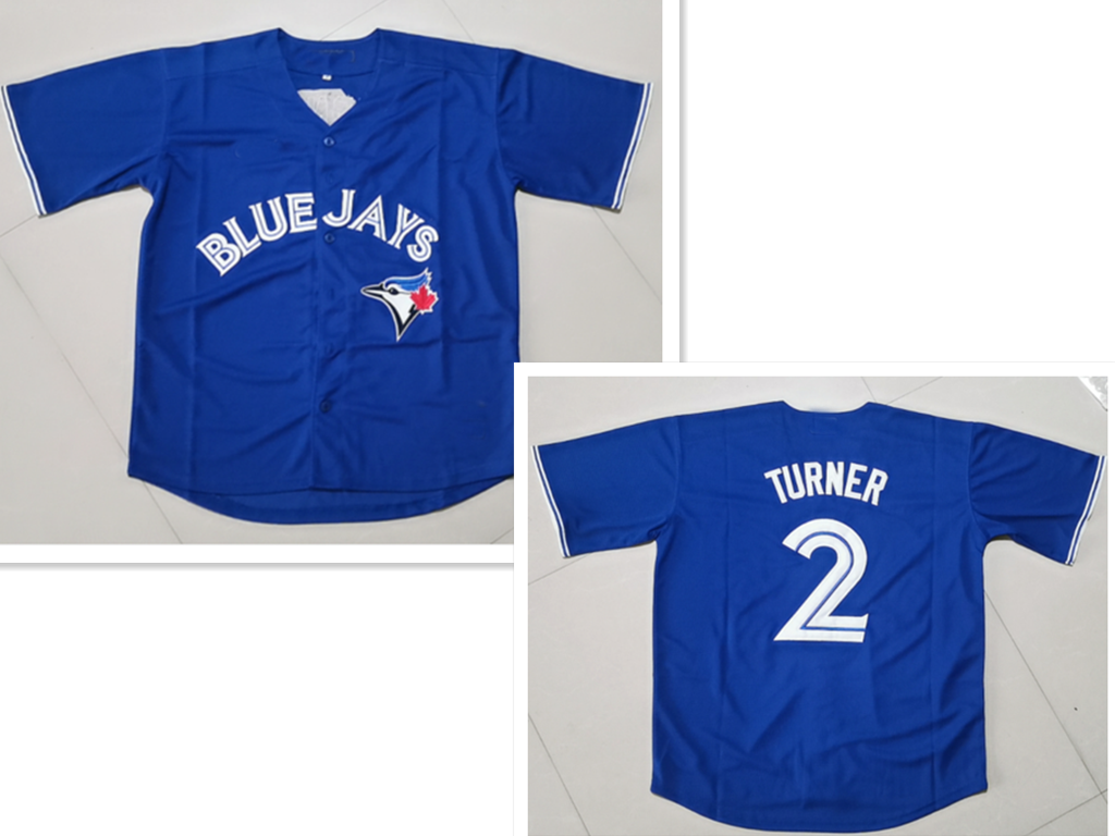 Toronto Blue Jays #2 Justin Turner Blue Cool Base Stitched Baseball Jersey - Main View
