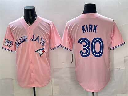 Toronto Blue Jays #30 Alejandro Kirk Pink 50 Seasons Patch Stitched Baseball Jersey - Main View