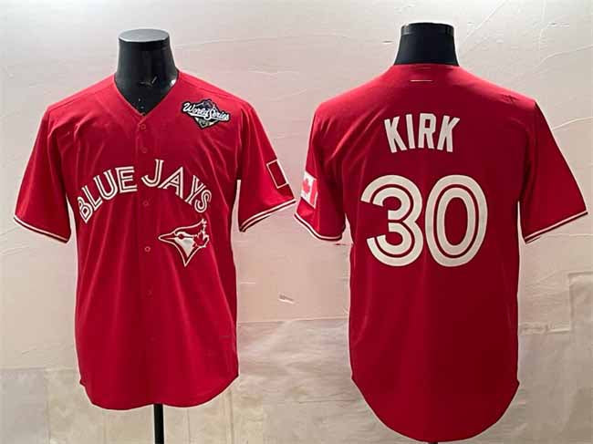 Toronto Blue Jays #30 Alejandro Kirk Red 2025 World Series Cool Base Stitched Baseball Jersey - Main View