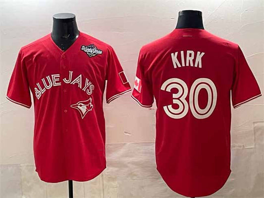 Toronto Blue Jays #30 Alejandro Kirk Red 2025 World Series Cool Base Stitched Baseball Jersey - Main View