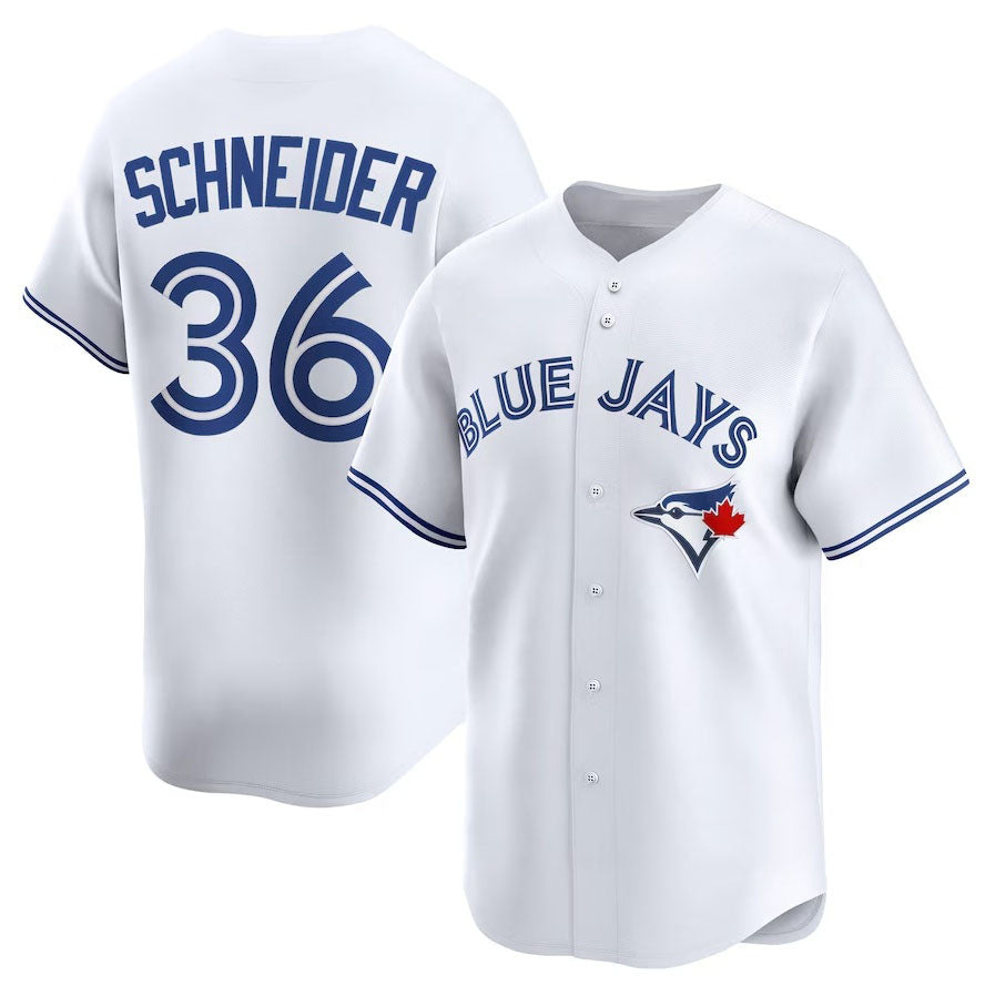 Toronto Blue Jays #36 Davis Schneider Home Limited Player Jersey - White Stitched Baseball Jersey - Main View