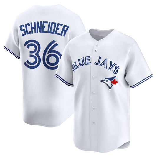Toronto Blue Jays #36 Davis Schneider Home Limited Player Jersey - White Stitched Baseball Jersey - Main View