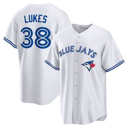 Toronto Blue Jays #38 Nathan Lukes Home Replica Jersey - White Stitched Baseball Jersey - Main View