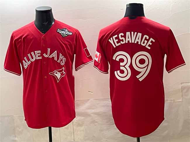 Toronto Blue Jays #39 Trey Yesavage Red 2025 World Series Cool Base Stitched Baseball Jersey - Main View