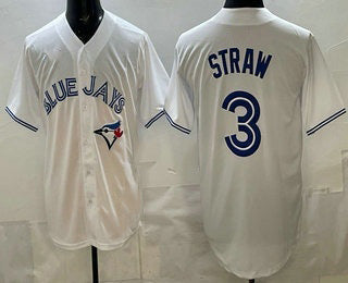 Toronto Blue Jays #3 Myles Straw White Limited Stitched Baseball Jersey - Main View