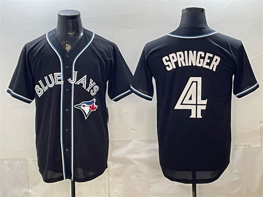 Toronto Blue Jays #4 George Springer 2026 Fashion Replica Black Out Stitched Baseball Jersey - Main View