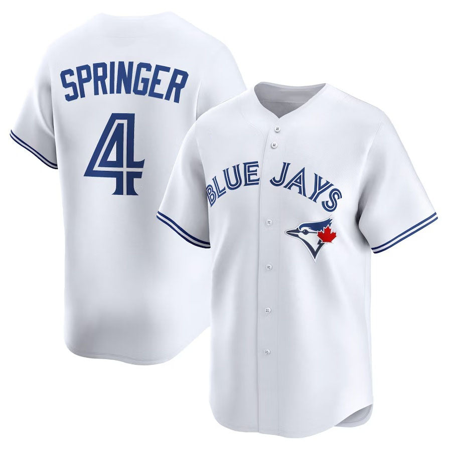 Toronto Blue Jays #4 George Springer Home Limited Player Jersey - White Stitched Baseball Jersey - Main View