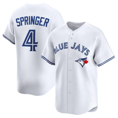 Toronto Blue Jays #4 George Springer Home Limited Player Jersey - White Stitched Baseball Jersey - Main View