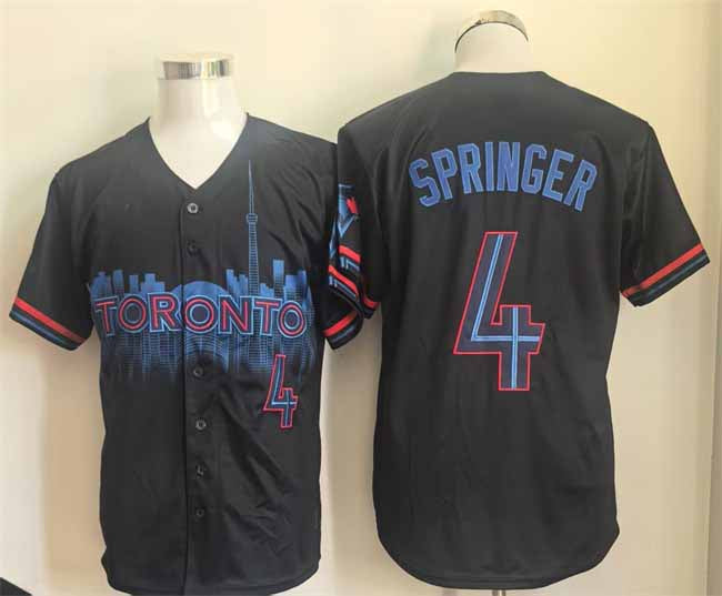 Toronto Blue Jays #4 George Springer Navy 2024 City Connect Limited Stitched Baseball Jersey - Main View