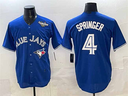 Toronto Blue Jays #4 George Springer Navy 2025 World Series Home Cool Base Stitched Baseball Jersey - Main View