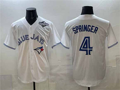 Toronto Blue Jays #4 George Springer White 2025 World Series Home Cool Base Stitched Baseball Jersey - Main View