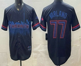 Toronto Blue Jays #77 Louis Varland Black City Limited Baseball Jersey - Main View