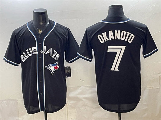 Toronto Blue Jays #7 Kazuma Okamoto 2026 Fashion Replica Black Out Stitched Baseball Jersey - Main View