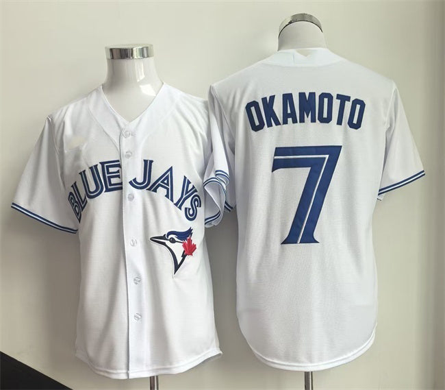 Toronto Blue Jays #7 Kazuma Okamoto White Home Limited Stitched Baseball Jersey - Main View