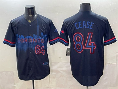 Toronto Blue Jays #84 Dylan Cease Navy 2024 City Connect Limited Stitched Baseball Jersey - Main View