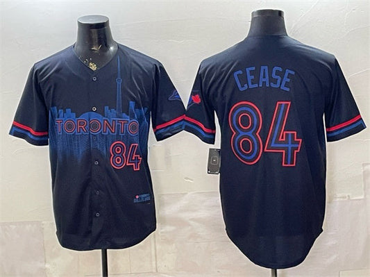 Toronto Blue Jays #84 Dylan Cease Navy 2024 City Connect Limited Stitched Baseball Jersey - Main View