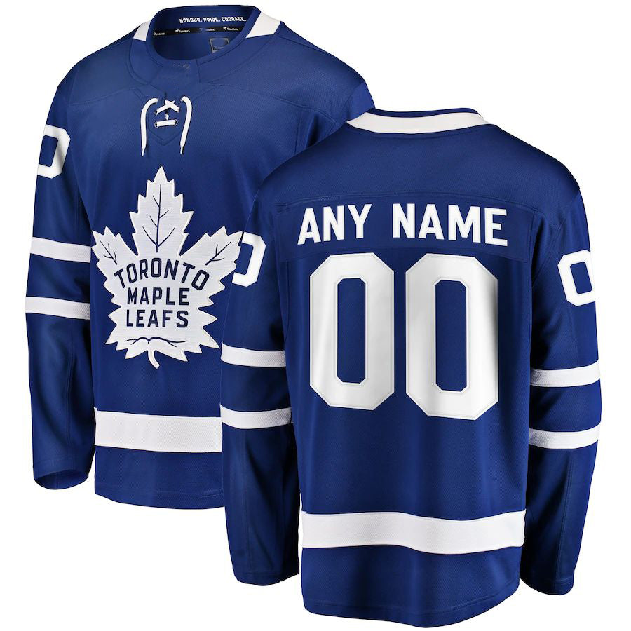 Custom T.Maple Leafs Fanatics Branded Home Breakaway Blue Stitched American Hockey Jerseys - Main View