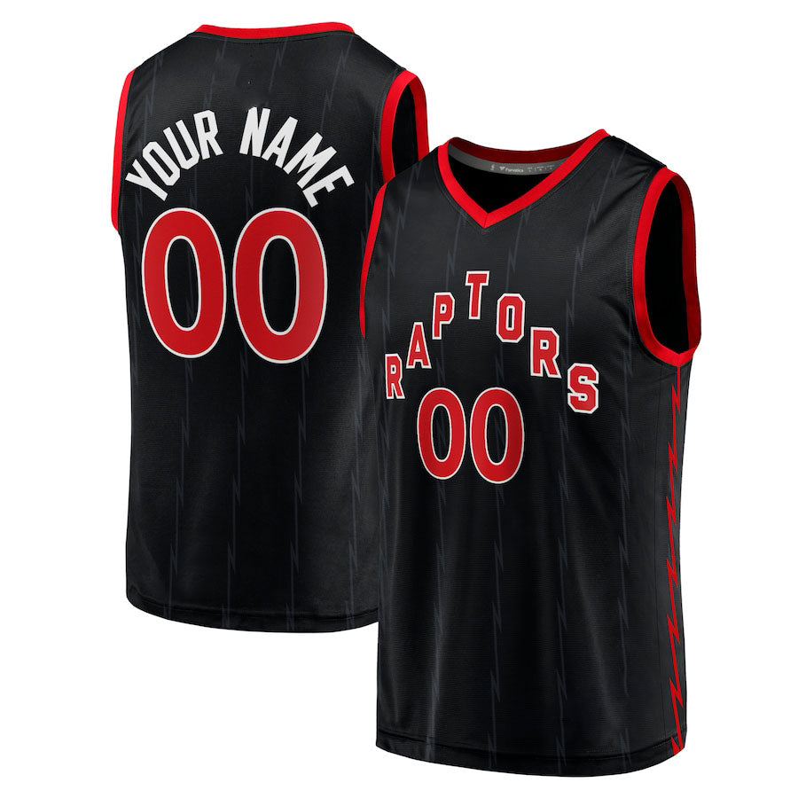 Custom T.Raptors Fanatics Branded Fast Break Replica Jersey Black Statement Edition Stitched Basketball Jersey - Main View